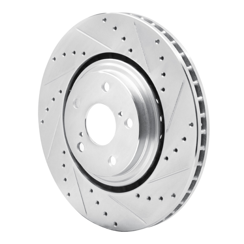 Lexus NX200T Brake Rotor (1) - Front Right - R1 Concepts - Drilled & Slotted - Silver - `08-`21